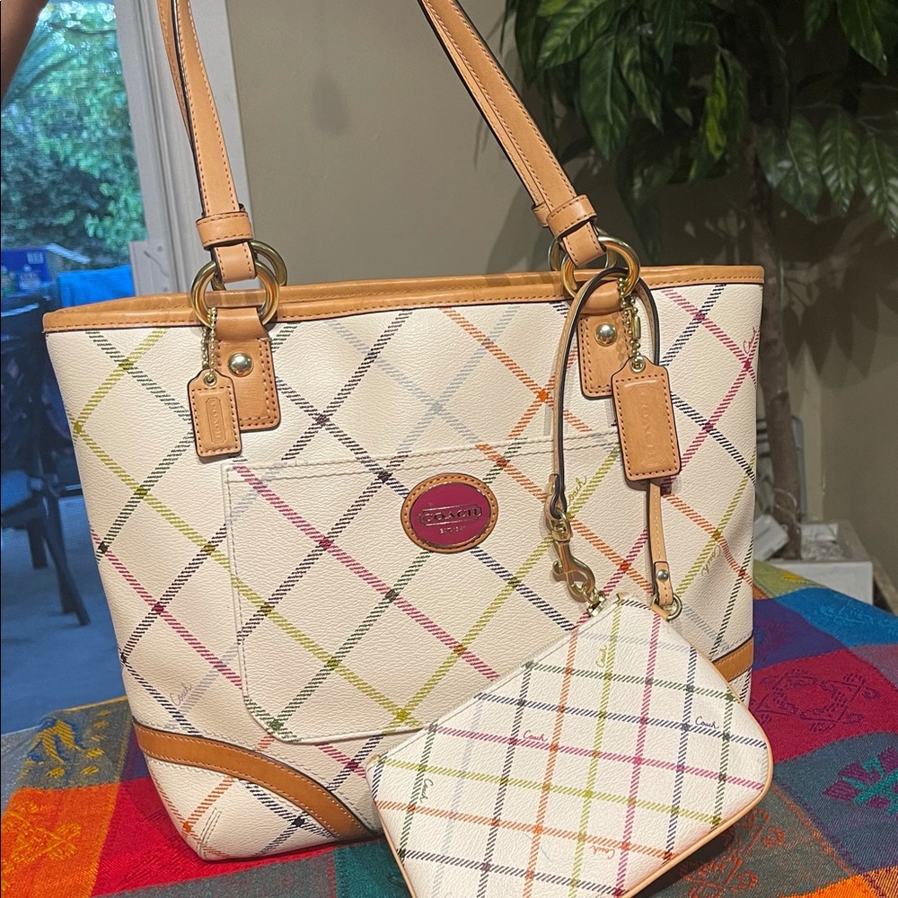 Coach purse Saffiano Leather Medium Top Zip Tote